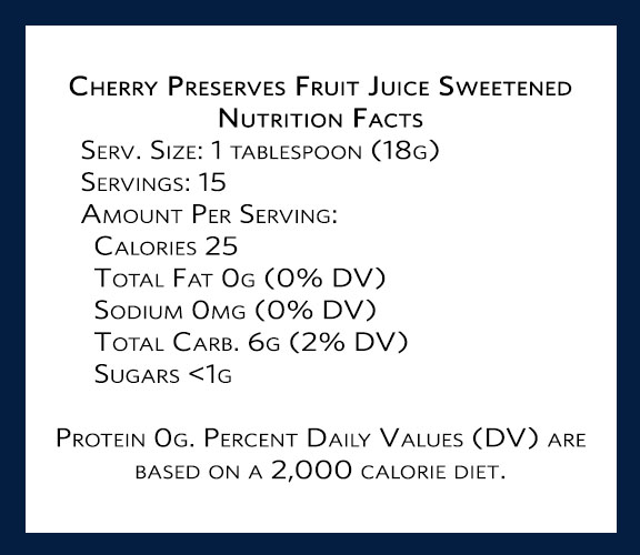 Cherry Preserves FJS Nutritional Info